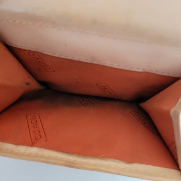 Coach Wallet Brown Signature Card Holder Bill Medium Bifold Compact Tan Red - Picture 9 of 11